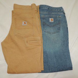 LOT OF 2 CARHARTT Cotton Duck Denim Pants Sz 30x30